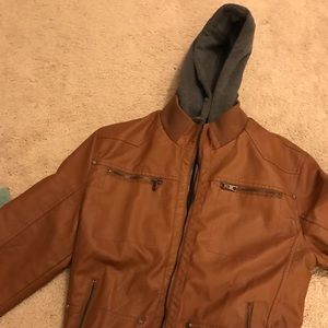 Leather Jacket w/ Hood